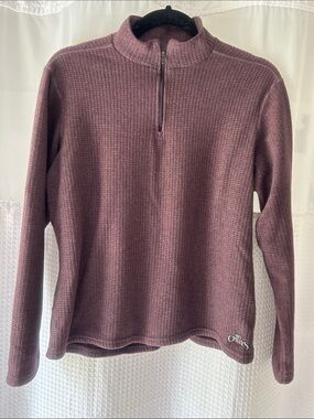 Hot Chillys Women's Mauve Quarter-Zip Waffle Fleece Thermal Pullover Base Layer